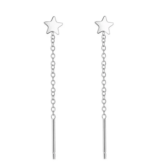 Any 3/$25! Silver Star Threader Earrings - Picture 3 of 5